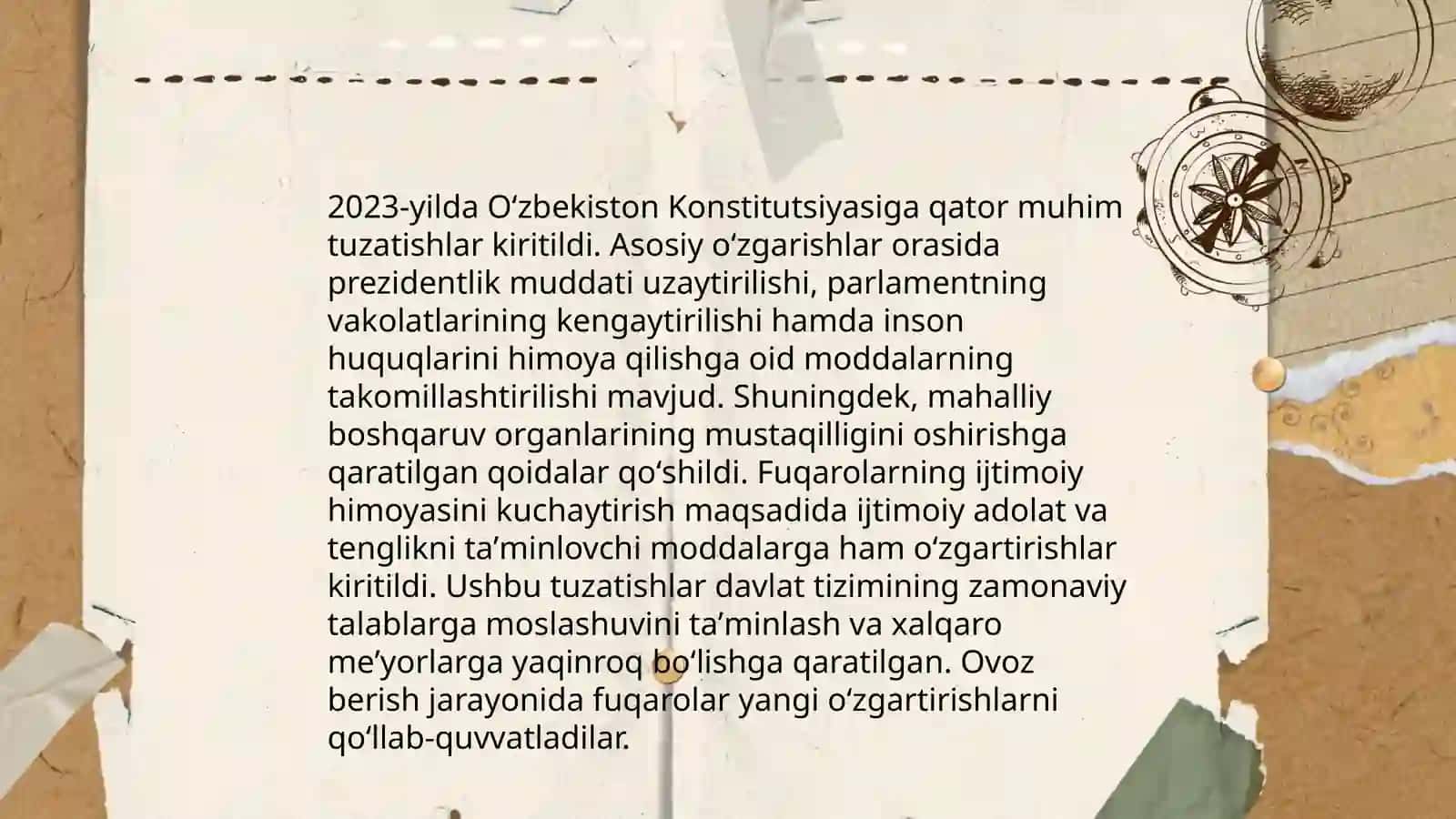 OʻZBEKISTON Respublikasi Konstitutsiyaga kiritilgan oʻʻzgarishlar 4