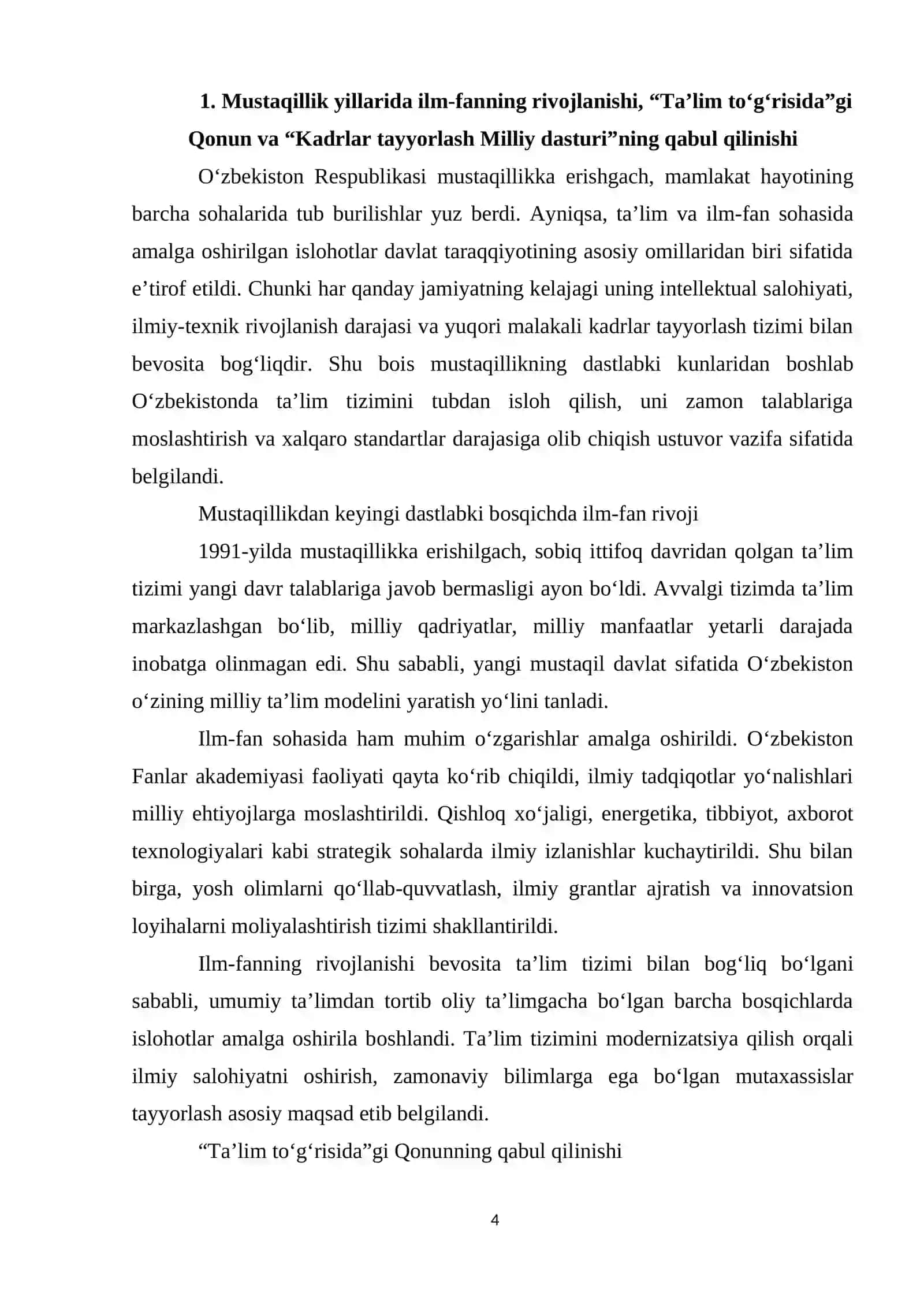 Oʻzbekiston Respublikasida ta’lim sohasida amalga oshirilgan islohotlar. 4