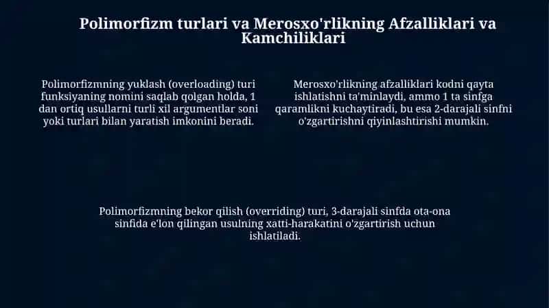 Polimorfizm, Merosxo'rlik, Abstrakt Sinflar va Interfeyslar 4