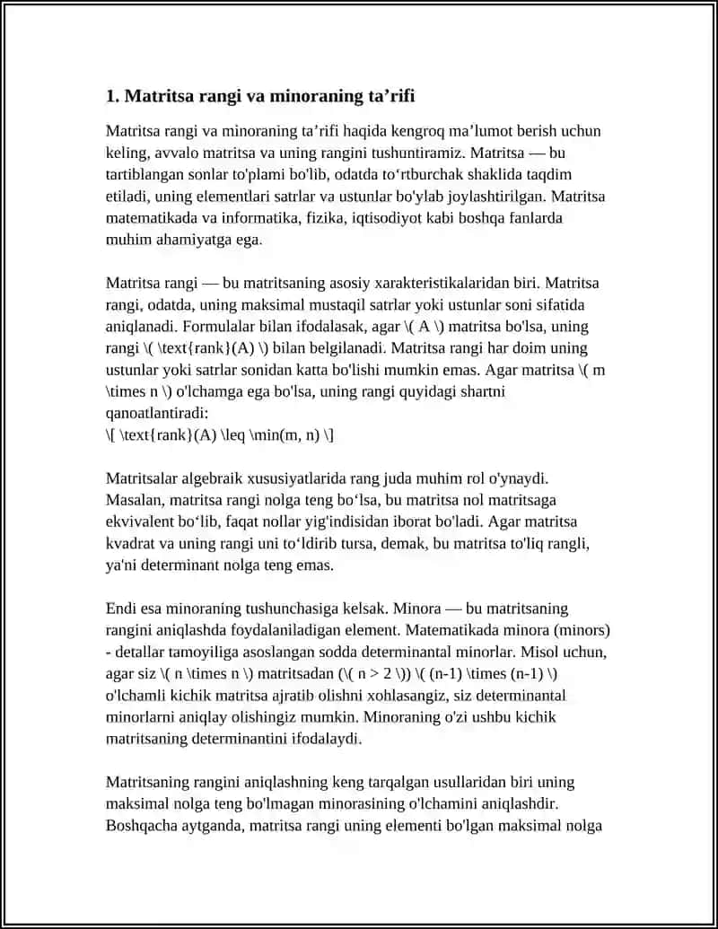 MATRITSA RANGI MINORALAR ORQALI TOPISH USULLARI 4