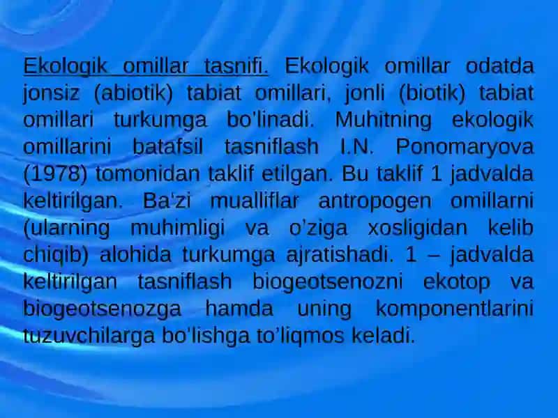 Yashash muhitlari va Ekologik omillar 4