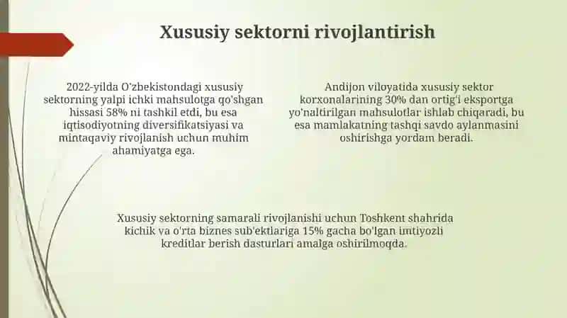 Iqtisodiyotni rivojlantirish va liberallashtirishning ustuvor yoʻnalishlari 4