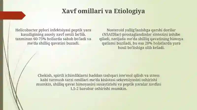 Oshqozon yara kasalligi etiopatogenezi 4