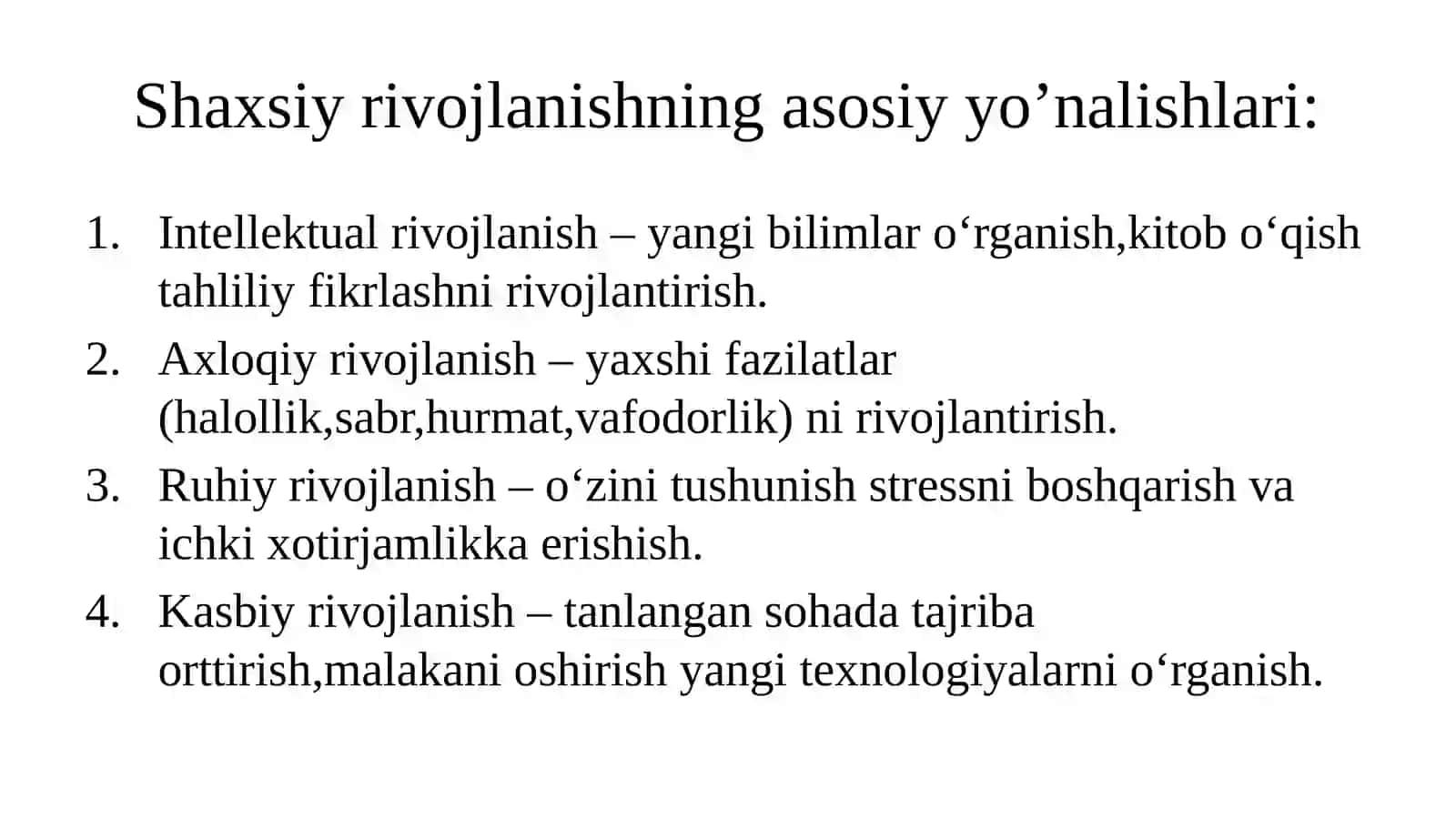 O‘Z – O‘ZINI BOSHQARISH VA SAMARADORLIK UCHUN JAVOBGARLIK 4