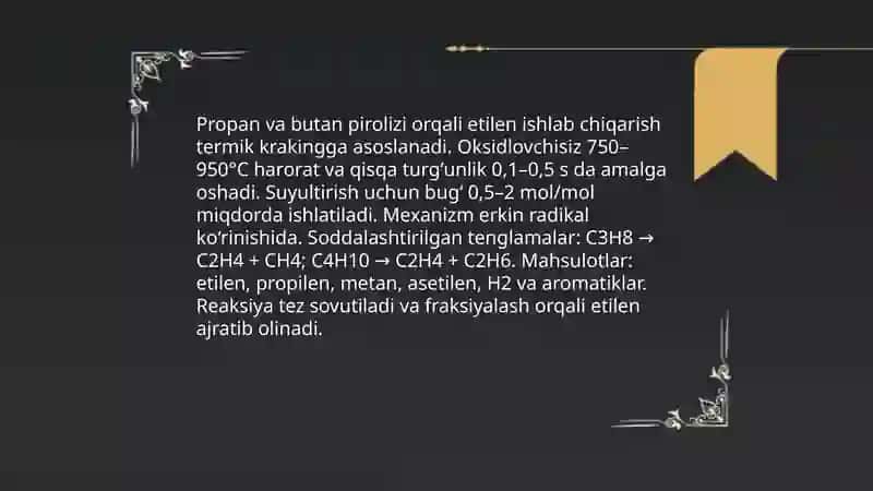 Etilenni sanoatda olish usullari 4