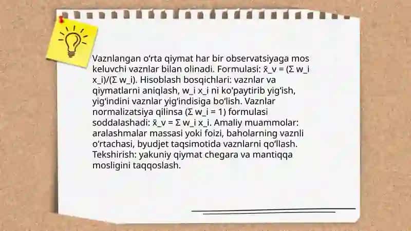 Aritmetik oʻrta qiymatlarni hisoblash 4