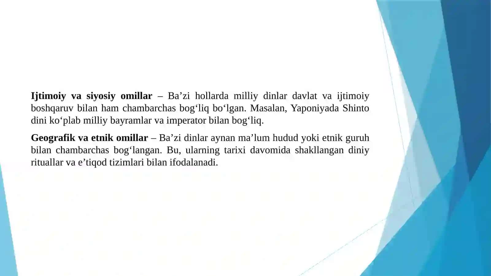 Milliy dinlar paydo bo'lishi va ko'rinishlari 4