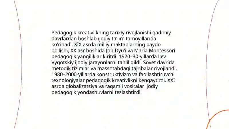 Pedagogik Kreativlik va uning o’ziga xos jihatlari 4