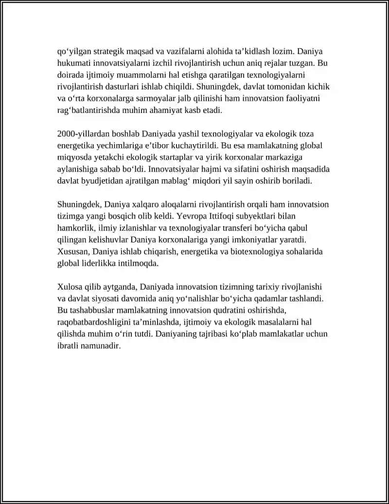 Daniyada innovatsion tizimning tarixiy rivojlanishi va davlat siyosati 4