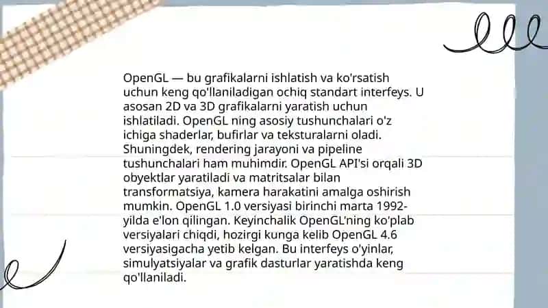 Uch o’lchovli grafik muhitlarni dasturlash 4