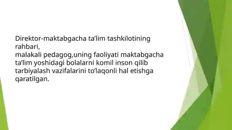 Maktabgacha ta’lim tashkiloti rahbariga qo’yiladigan talablar 4