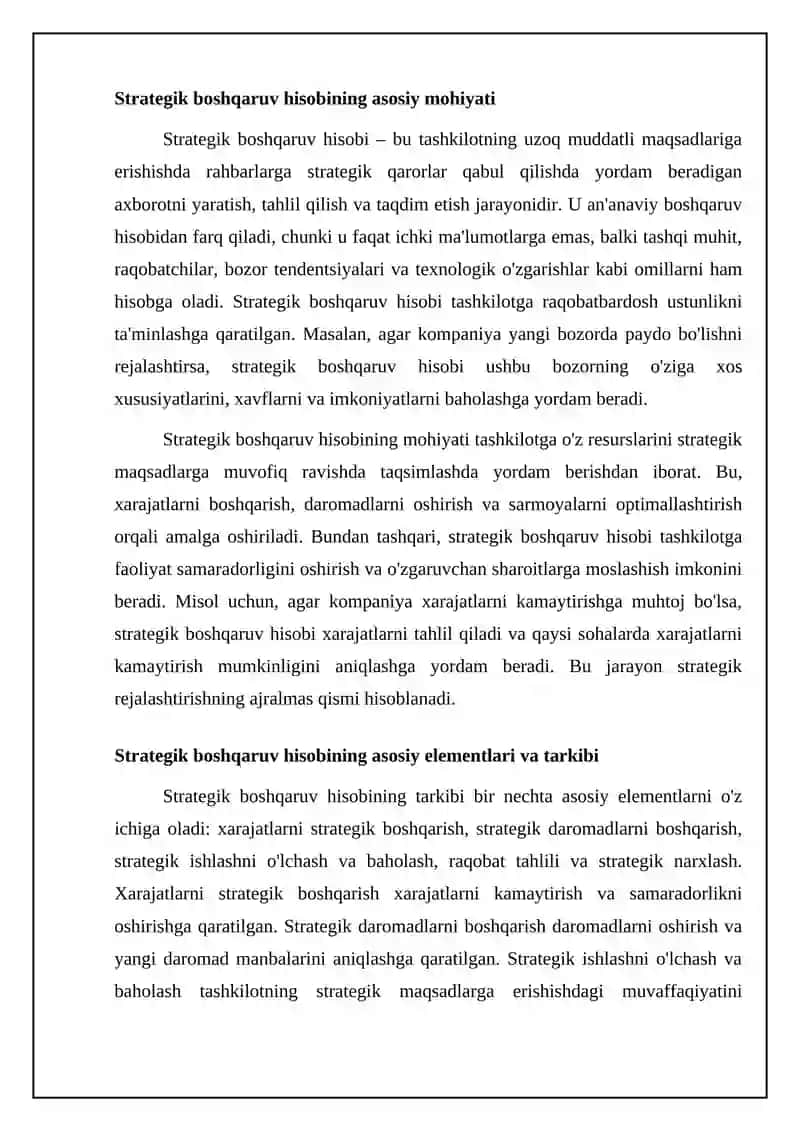 Strategik Boshqaruv hisobining mohiyati, mazmuni va vazifalari 4