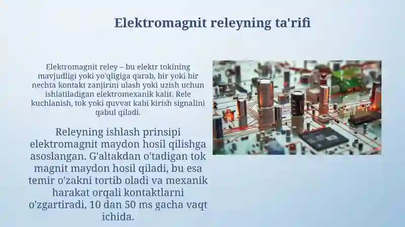 Elektromagnit releni ishlash prinsipi va uning tuzilishi 4