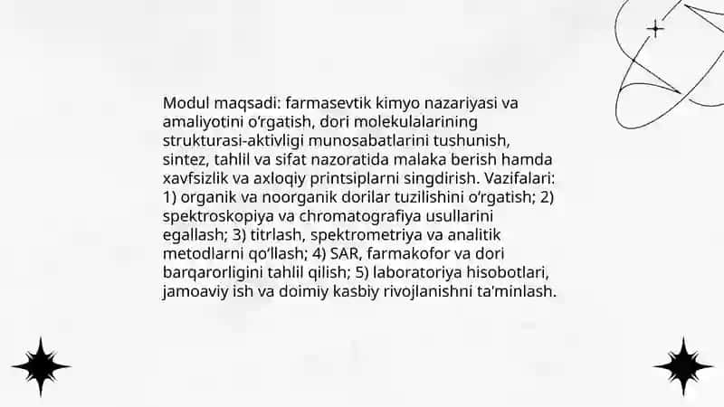 Farmaseftik kimyo moduling mohiyati va vazifalari 4