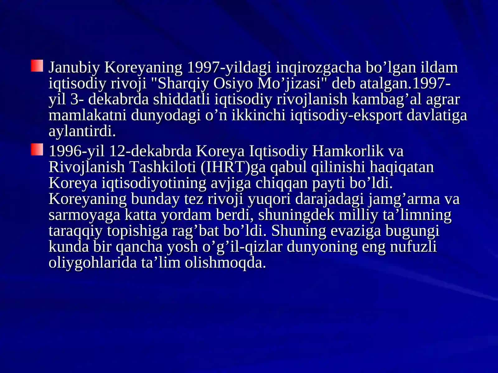 Koreya qishloq xo’jaligi va investitsion jarayonlari 4