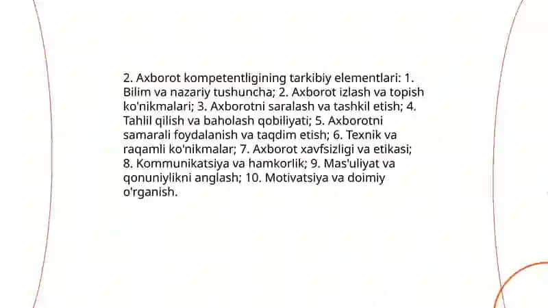 Axborot kompetentligining òziga xos xususiyatlari 4