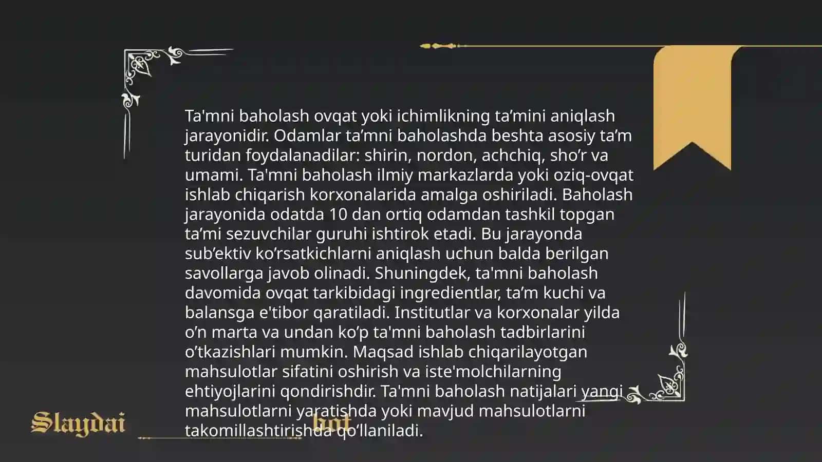 Organoleptik baholash usullari 4