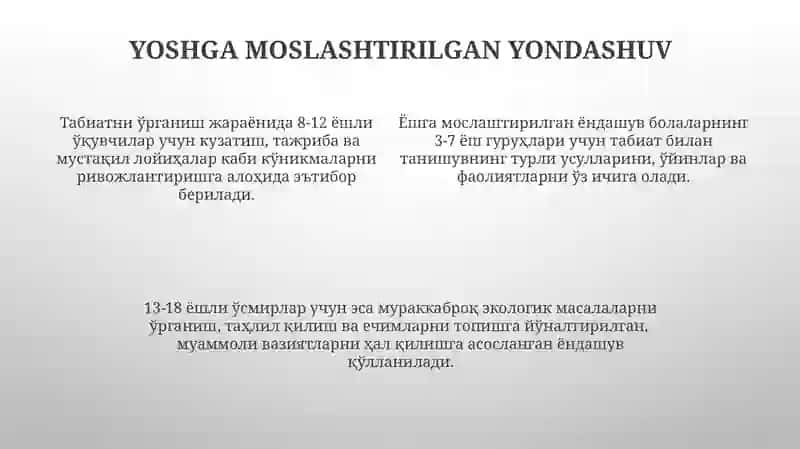 Tabiat bilan tanishtirishda dastur mazmuni tabiat bilan tanishtirish tamoyillari 4