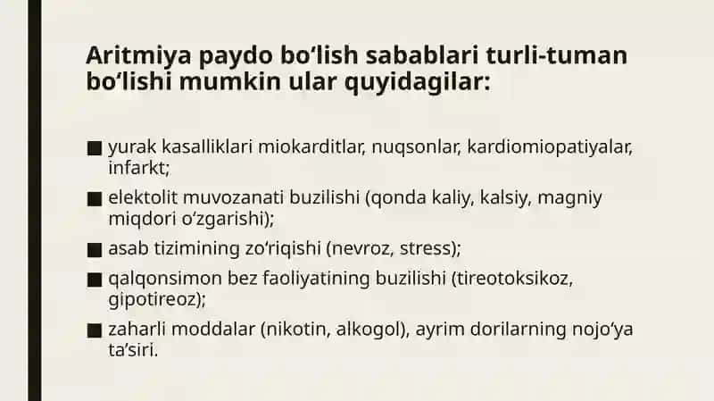 Aritmiya: belgilari, paydo bo’lish sabablari, turlari va davolash usullari 4