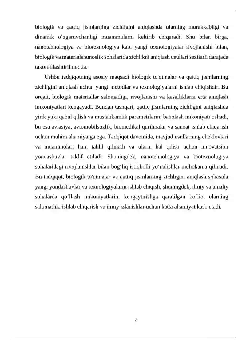 BIOLOGIK TO'QIMALAR VA QATTIQ JISMLARNING ZICHLIGINI ANIQLASH 4