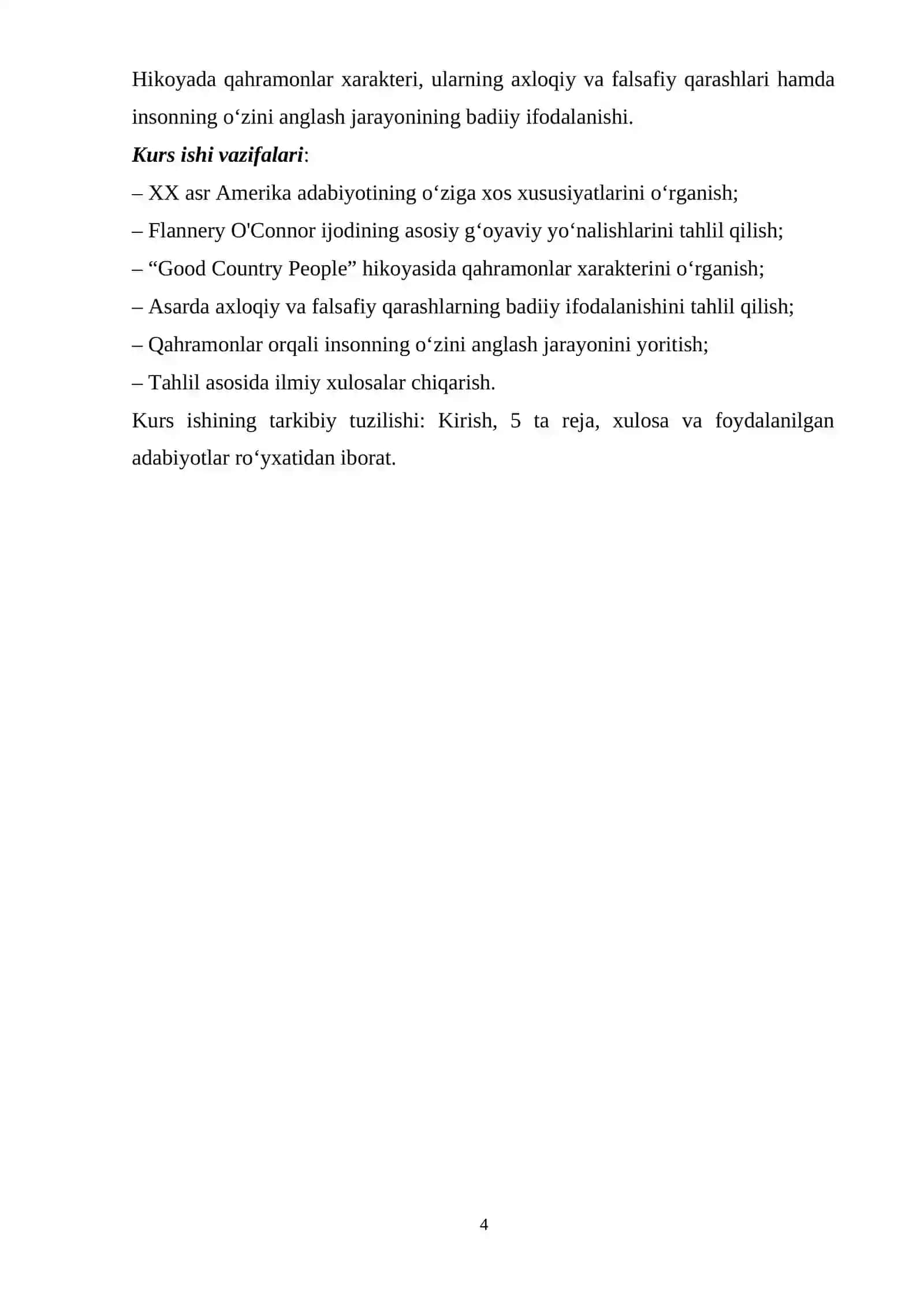 FLANNERI O’KONNORNING “GOOD COUNTRY PEOPLE” HIKOYASIDA KINOYA VA AXLOQIY QARASHLAR 4