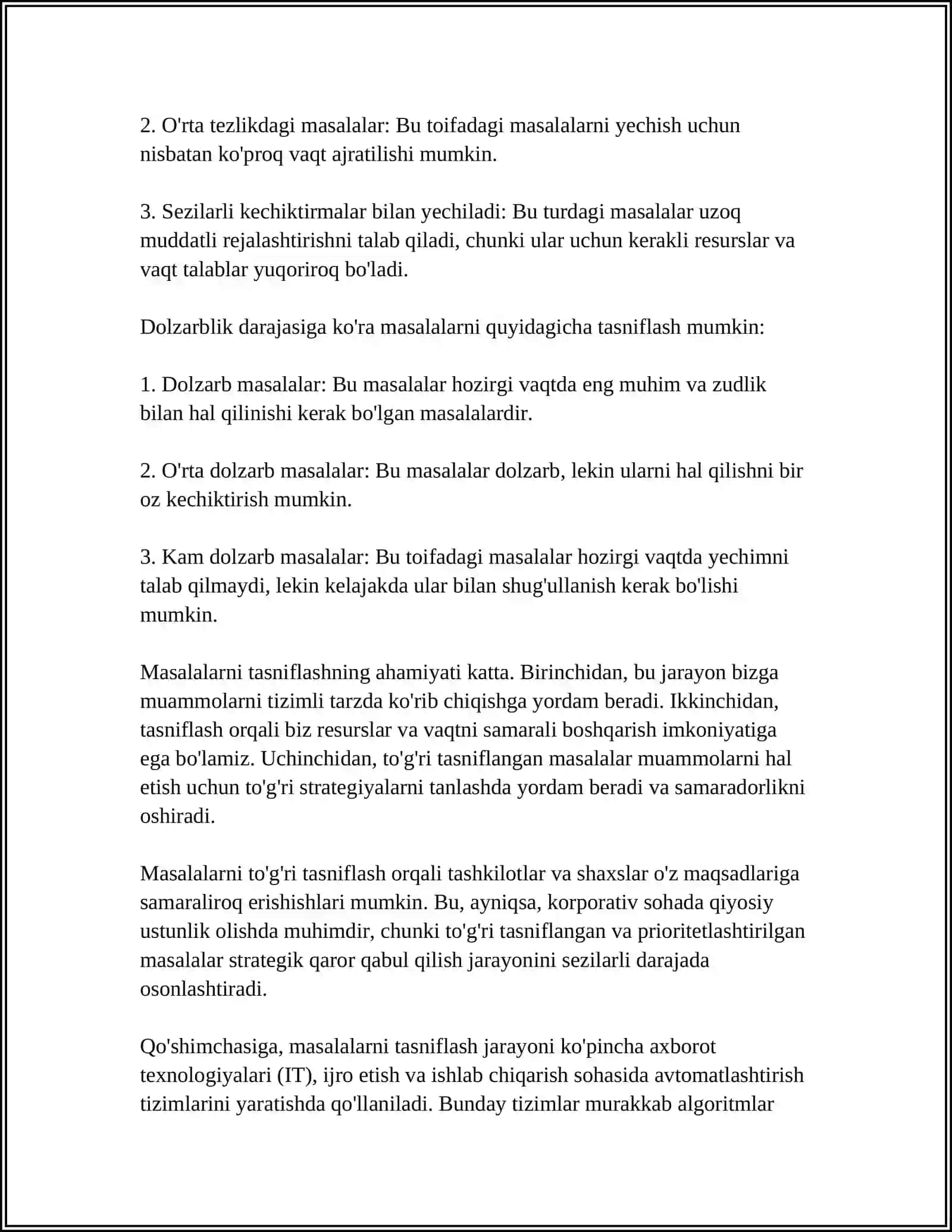 MASALALARNI TURLI USULLARDA YECHISHNI OʻRGATISHGA DOIR MASHQLARNI TAHLIL QILISH TEST 4