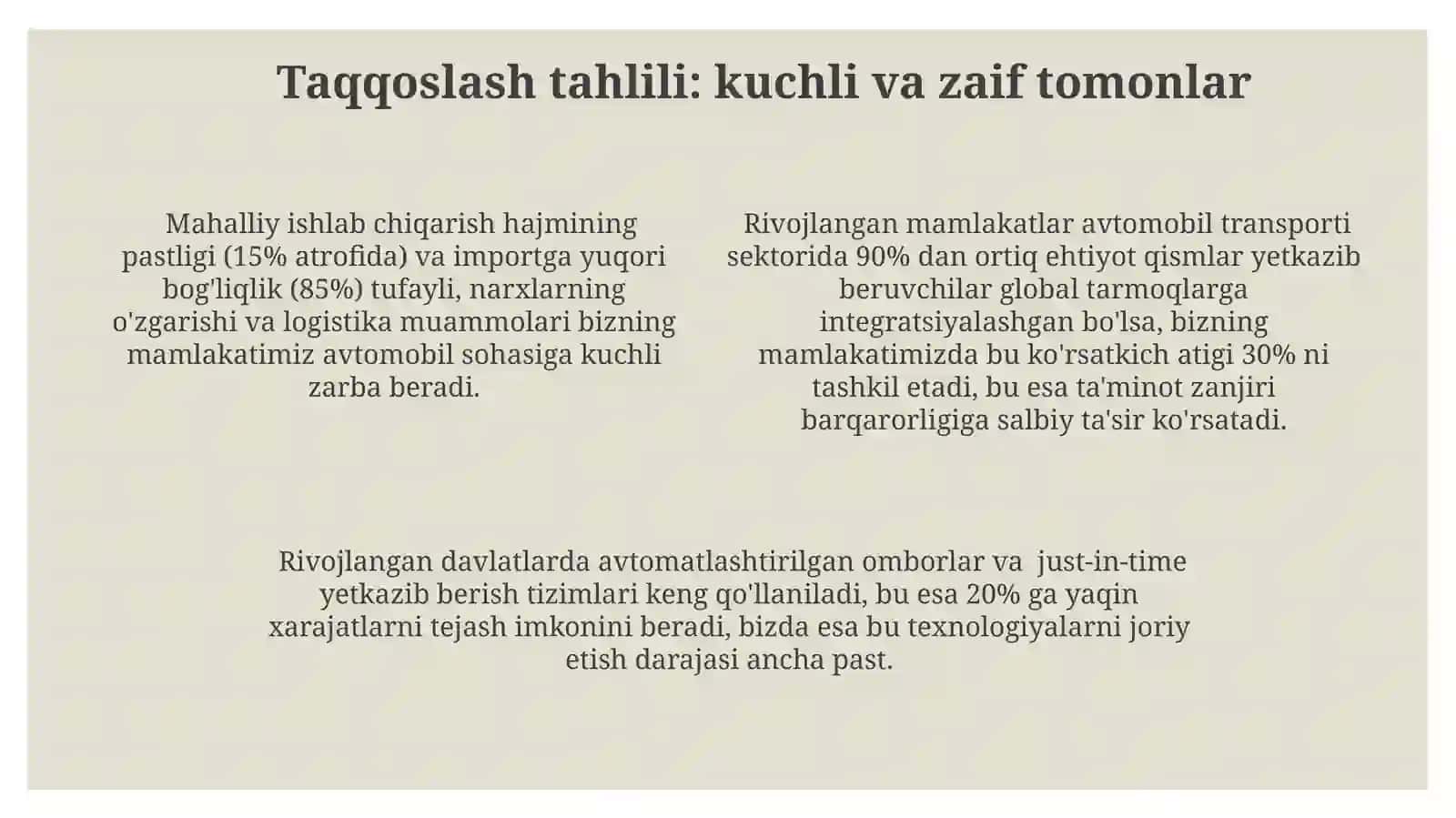 Rivojlangan Mamlakatlardagi Avtotransport Sektorining Materiallar va Texnik Ta'minot Tizimlari 4