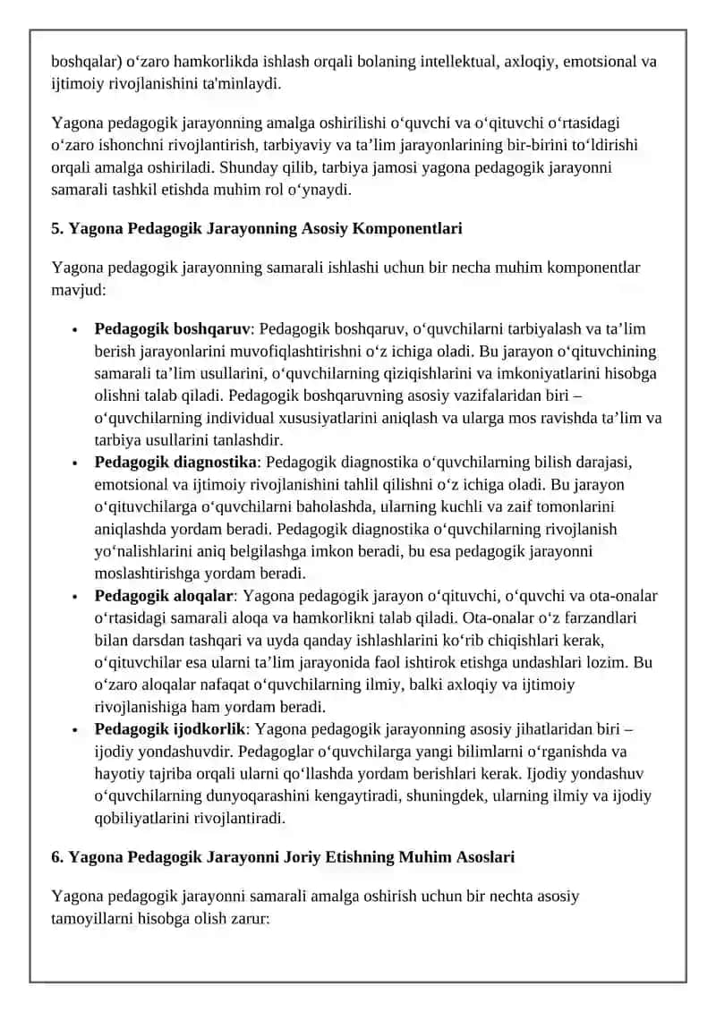 Bolalar Tarbiya Jamosi va Yagona Pedagogik Jarayon 4