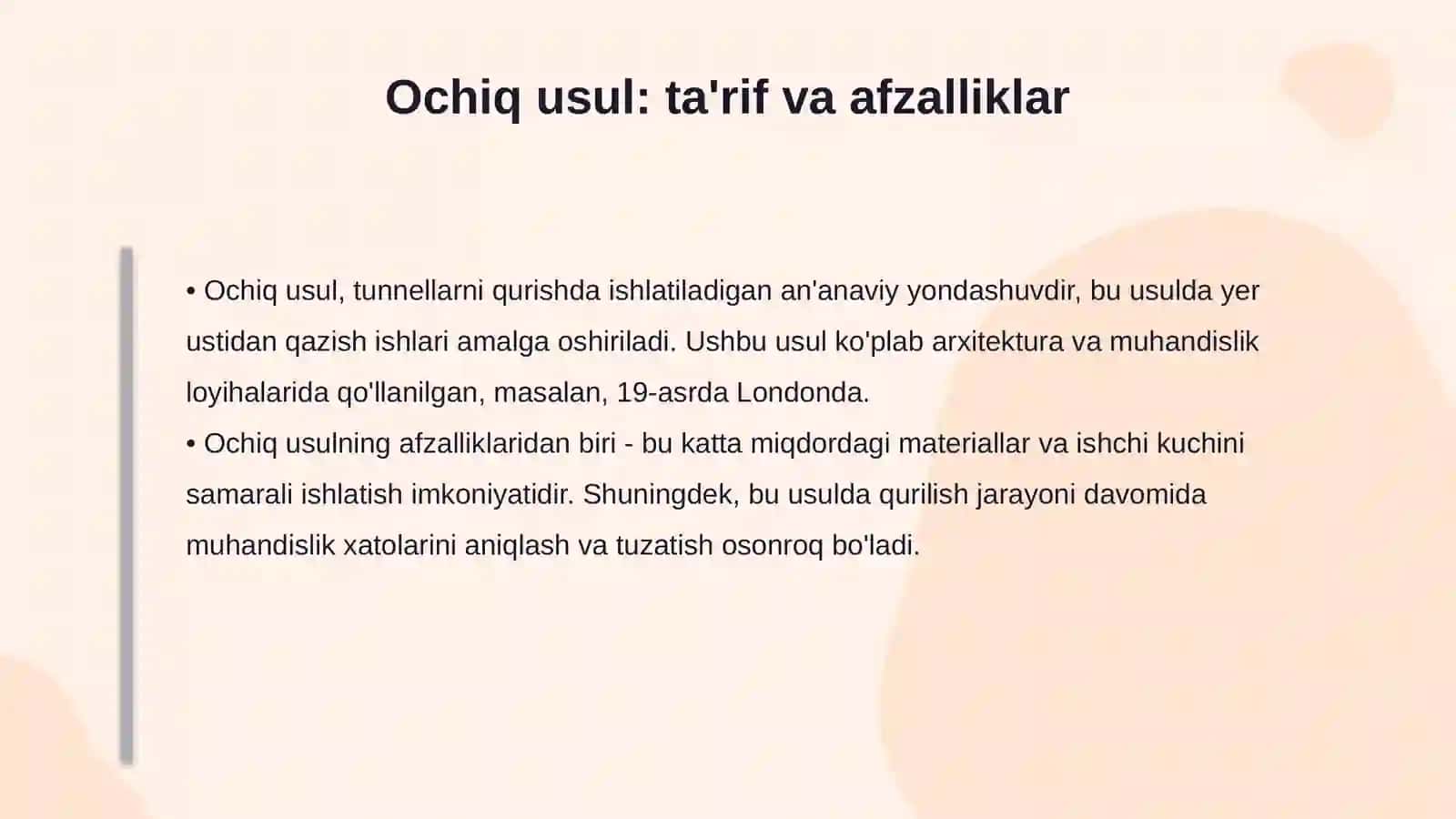 Qalqon va ochiq usullarda tonnel qoplamalarini qurish 4