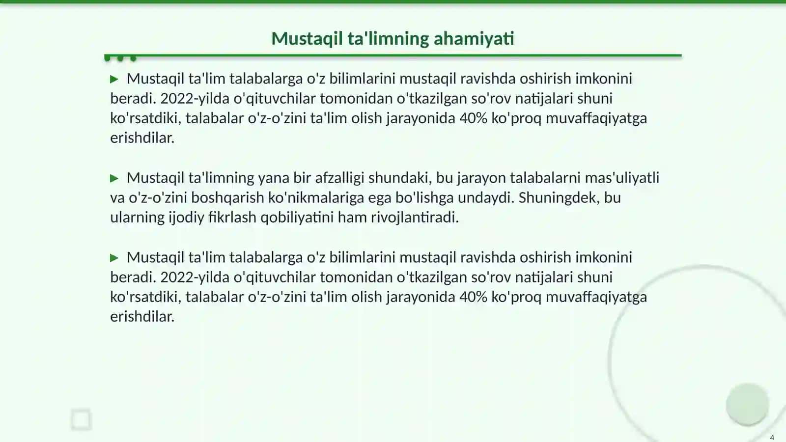 Axborot texnologiyalari yordamida mustaqil ta'limni tashkil etish 4