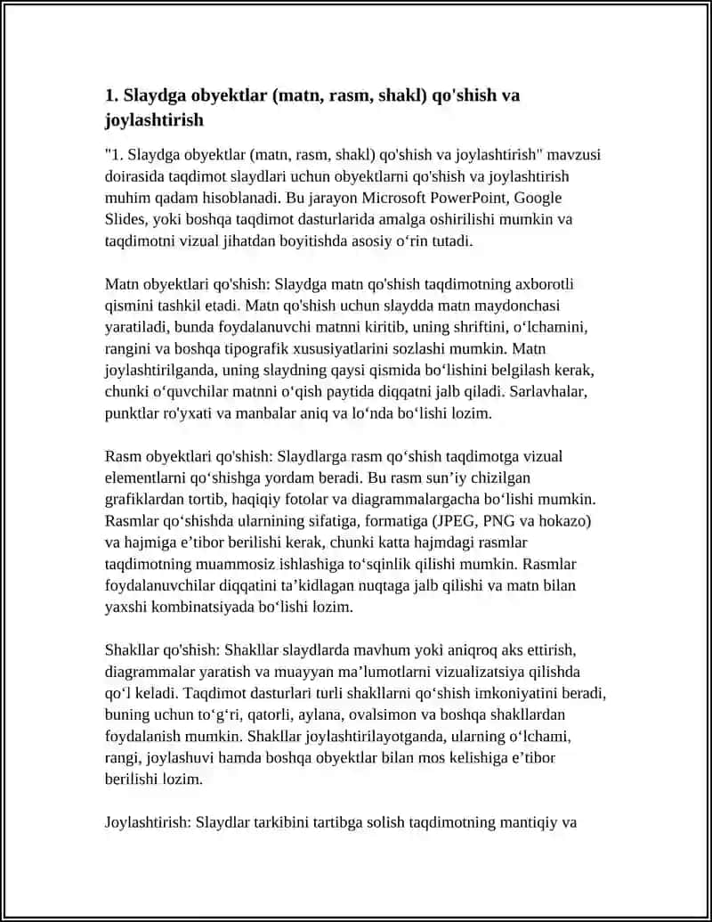 TAQDIMOTLAR SLAYDLARI OBYEKTLARDAN FOYDALANISH 4