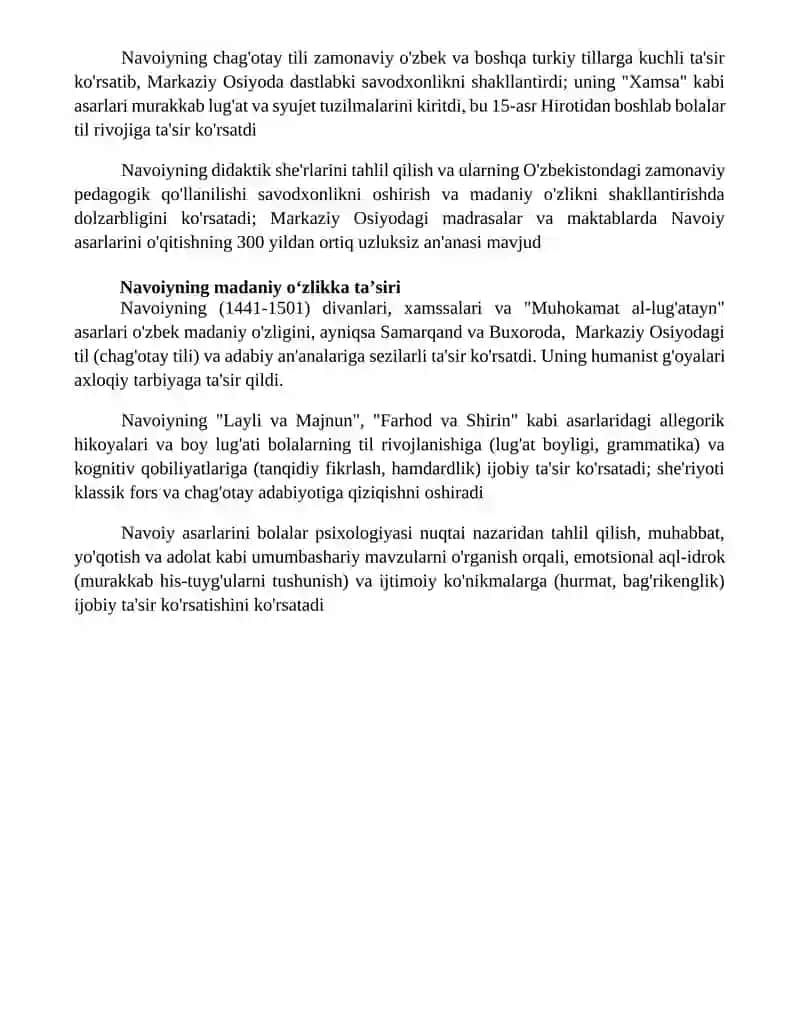 Alisher Navoiy asarlarining bola tarbiyasidagi o'rnini o'rganish 4
