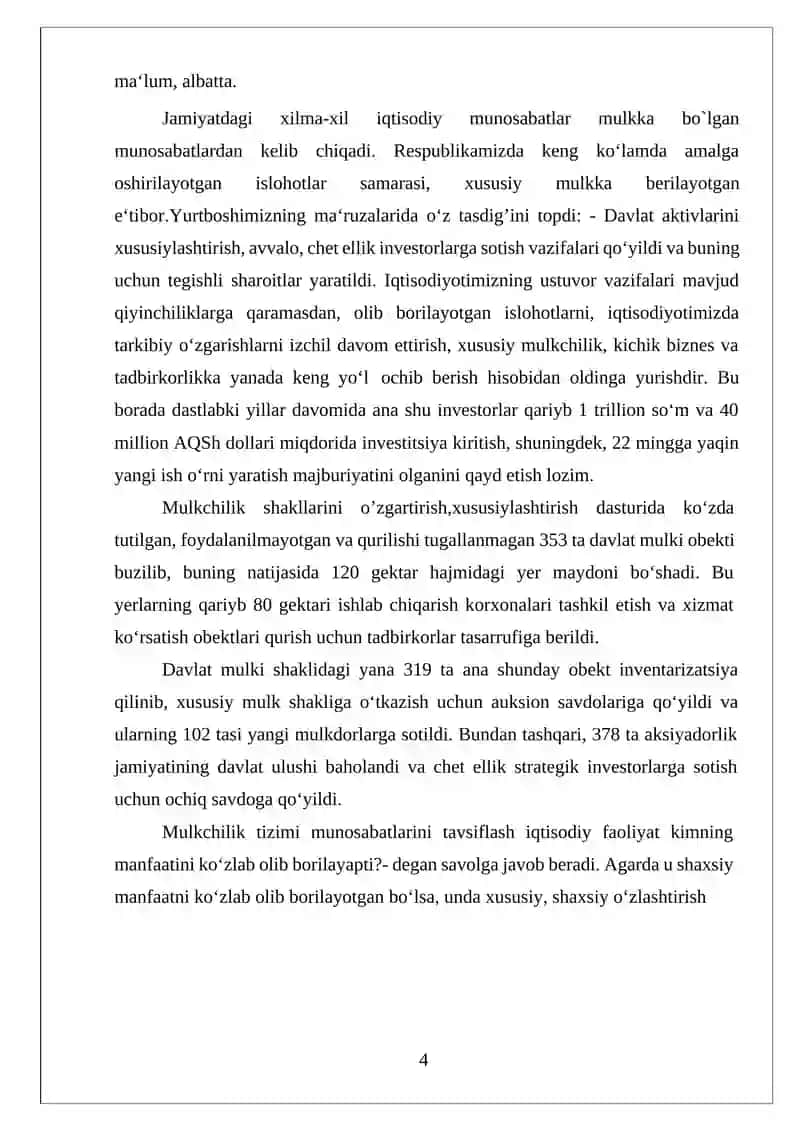 Mulkchilik shakllarini o’zgartirish yo’llari va usullari 4