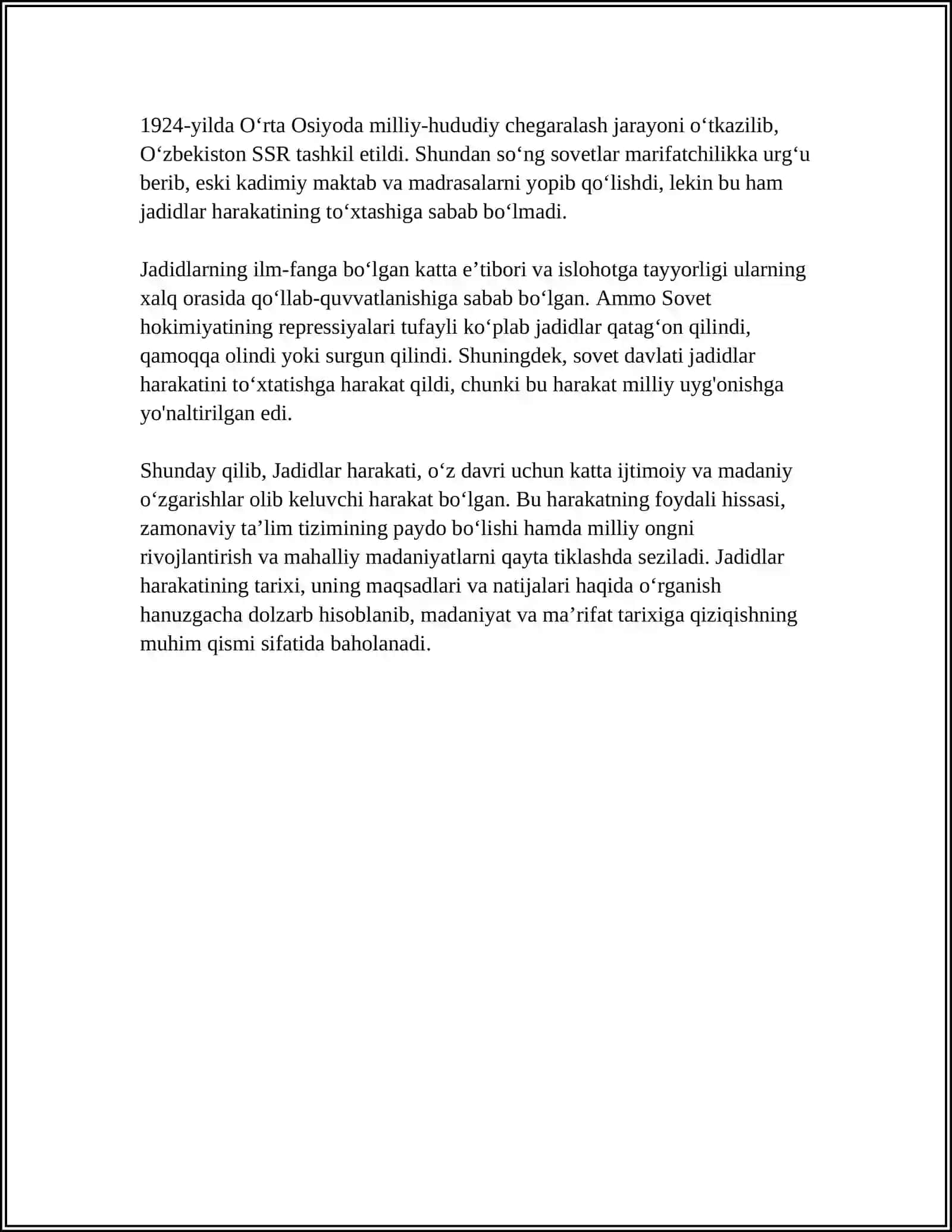 JADID MAʼRIFATPARVARLARNING OʻLKA IJTIMOIY MANAVIY HAYOTDAGI OʻRNI 4