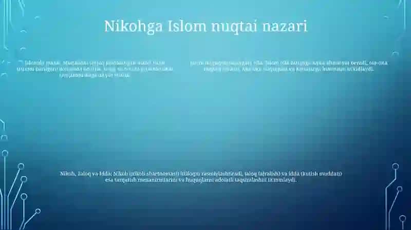 Islom Huquqshunosligida Oila,Nikoh,Taloq, Idda,Zihor Tushunchalari 4