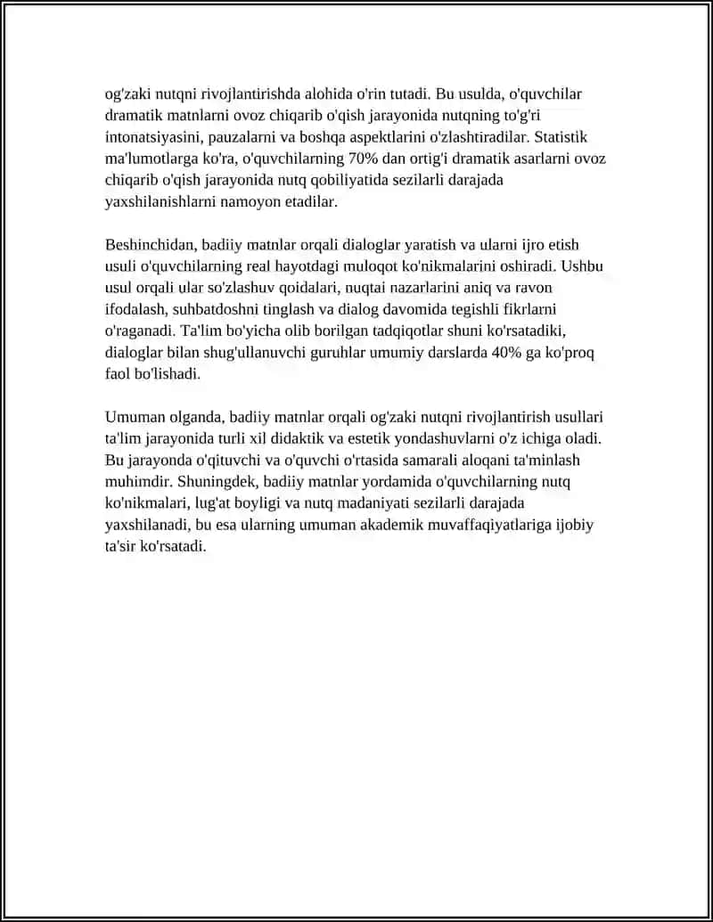 NUTQ O'STIRISH MASHG'ULOTLARIDA BADIIY ADABIYOT BILAN ISHLASH 4