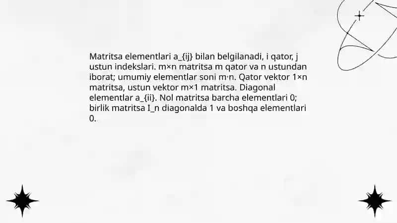 Matritsa haqida tushuncha.Matritsa tengligi va ular ustida amallar.teskari matritsa.matritsaning rangi 4