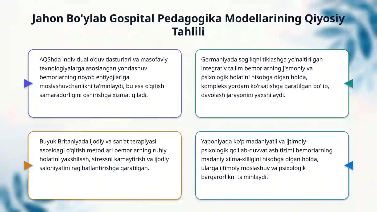 Xorijiy mamlakatlarda gospital pedagogikaning ahamiyati 4