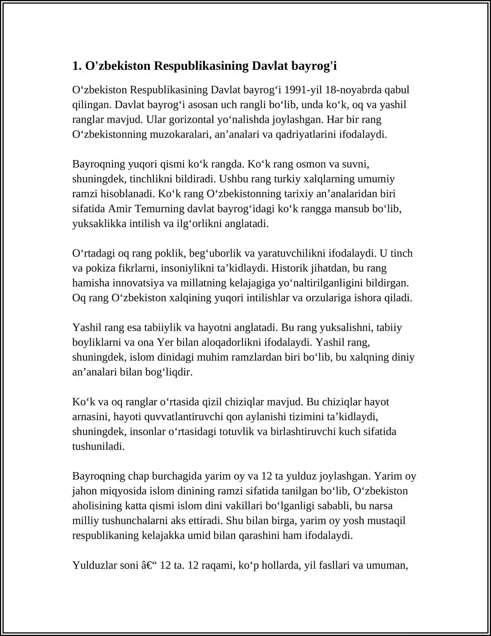 O'ZBEKISTON RESPUBLIKASI DAVLAT RAMZLARI 4