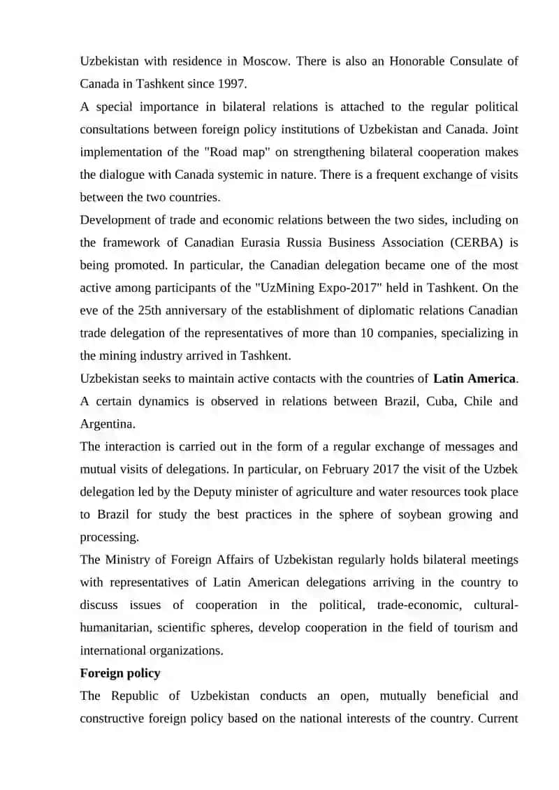 The Relation of Uzbekistan with Other Countries 4