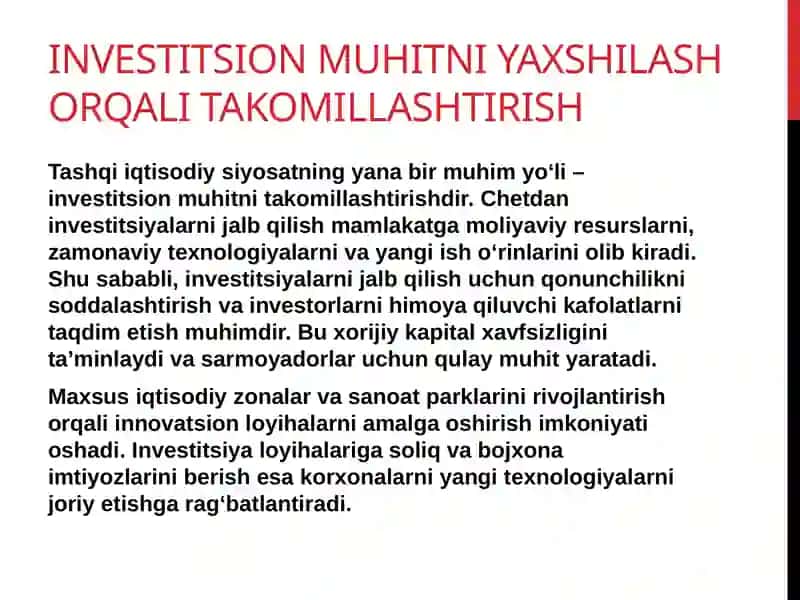 Dаvlаtning tаshqi iqtisodiy siyosatini tаkоmillаshtirish yo’llаri 4