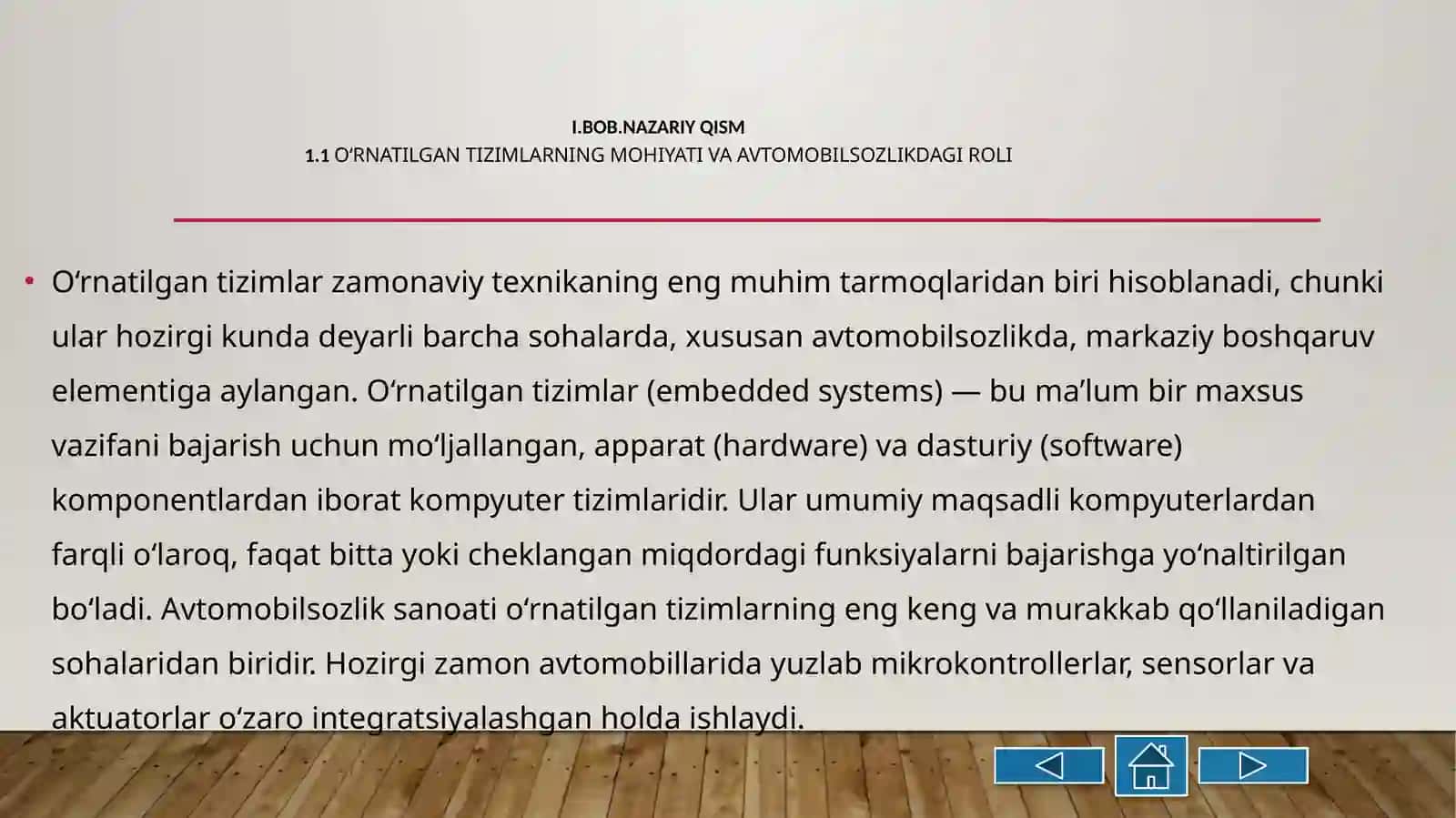 AVTOMOBILSOZLIKDA O‘RNATILGAN TIZIMLAR (ECU, ABS, ADAS) KURS ISHI TAQDIMOTI 4
