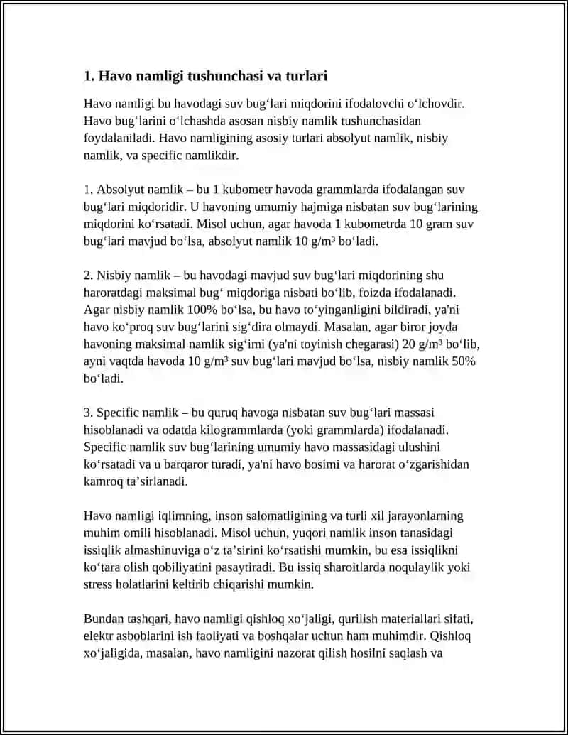 Havo namligi va uni o'lchash 4