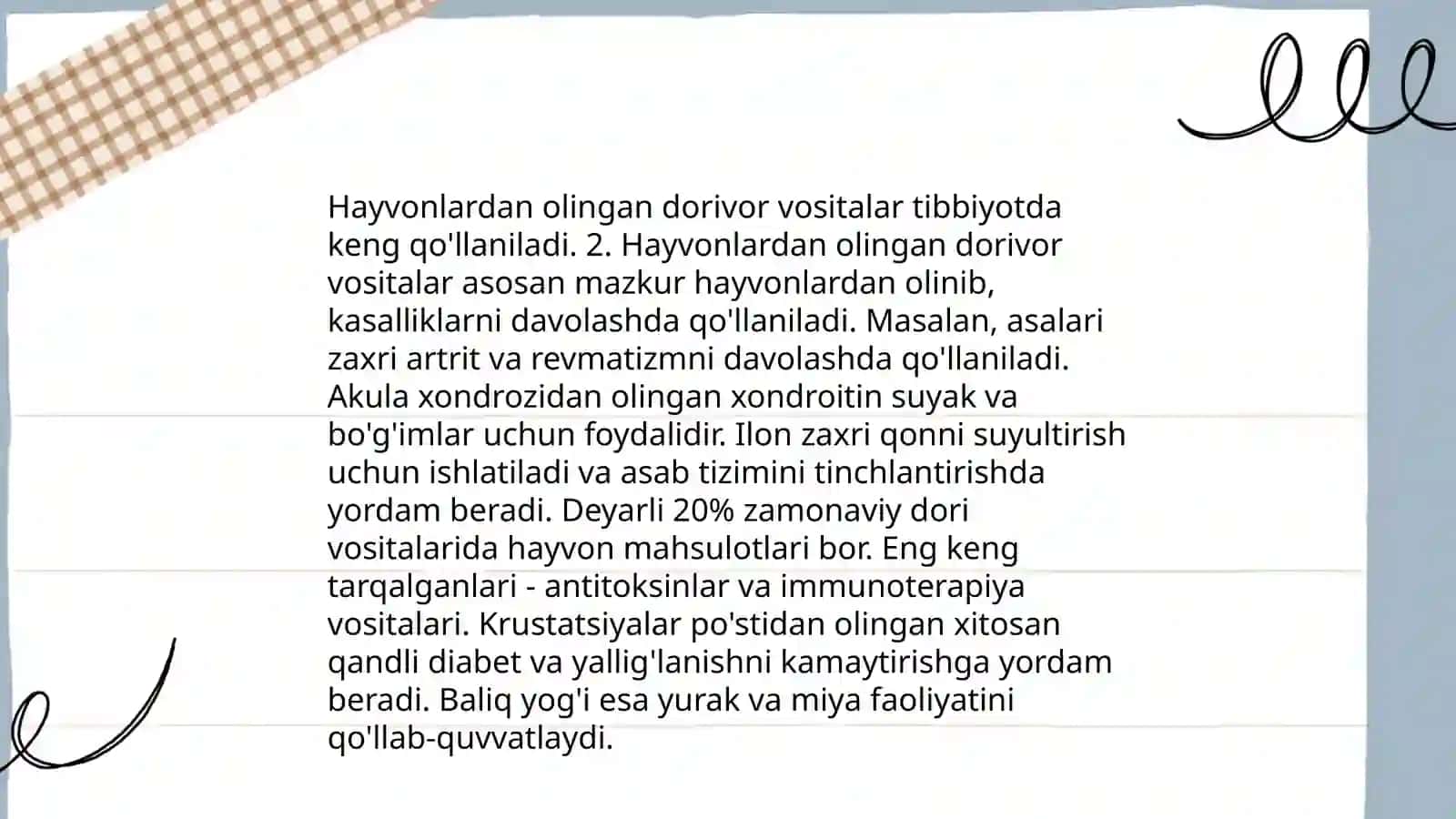 DORIVOR VOSITALARI NOMLANISH O'SIMLIK VA HAYVONLARDAN OLINGAN DORIVOR VOSITALAR 4