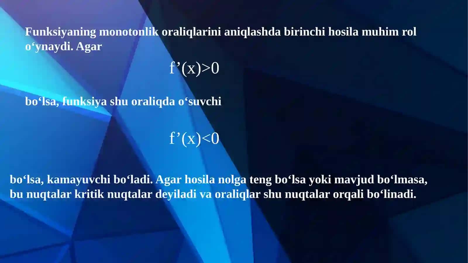 Funksiya Monotonligi va Botiqlik 4