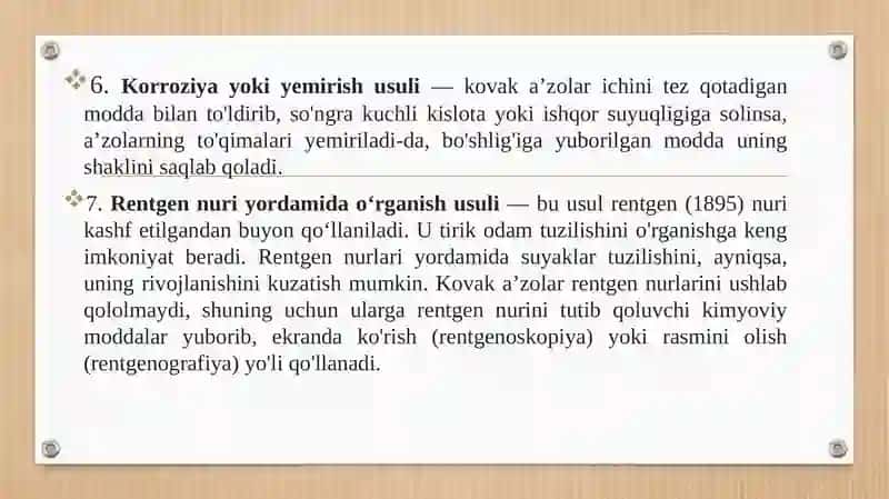 Anatomiyani o‘rganish usullari. Tana o‘qi va sathlari 4