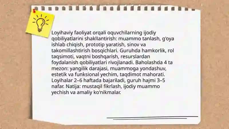 Texnologiya jarayonida oquvchilarning ijodiy qobiliyatlarini shakllantira olish 4