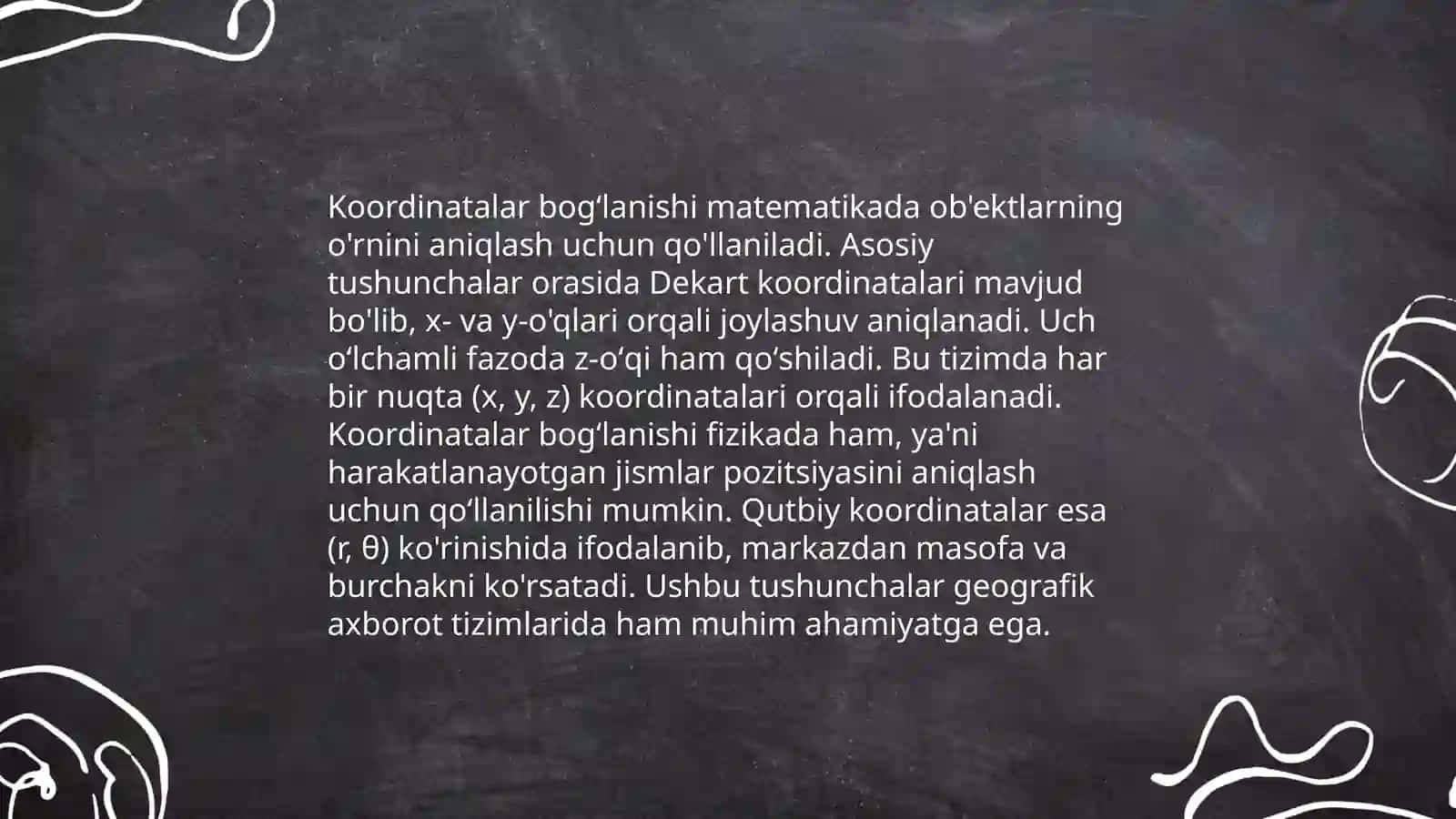 Turli bazeslarda vektor orasidagi koordinatalar bogʻlanish.Qism fazo.Qism fazolarni yigʻindisi va kesishmasi 4