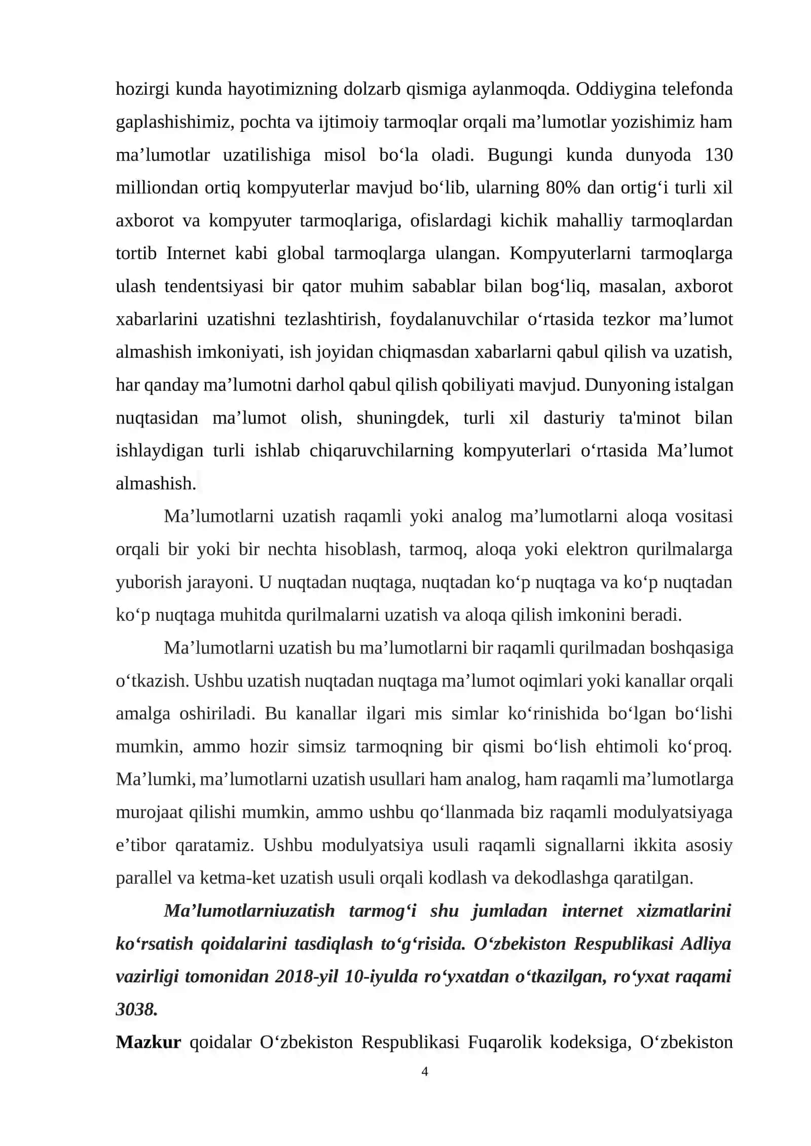 Kompyuter tarmoqlarida ma’lumotlar uzatilishi 4