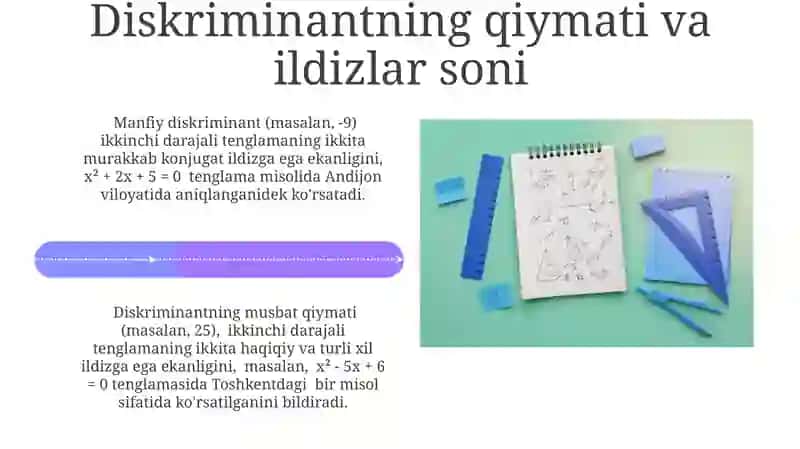 Diskriminantning kvadrat tenglama ildizlariga ta'siri 4